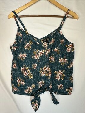 Vixbe Blue Floral Tie-Front Cami Top